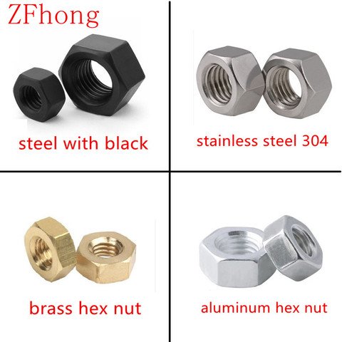 2-50pcs DIN934 M1 M1.2 M1.4 M1.6 M2 M2.5 M3 M4 M5 M6 M8 M10 M12 stainless steel  brass steel with black aluminum hex nut nuts ► Photo 1/1