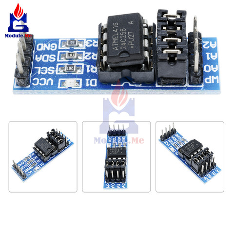 New AT24C256 I2C IIC Interface EEPROM Memory Module 8P Chip Power Supply Indicator Pull Up Resistor Direct Jumper Setting ► Photo 1/1