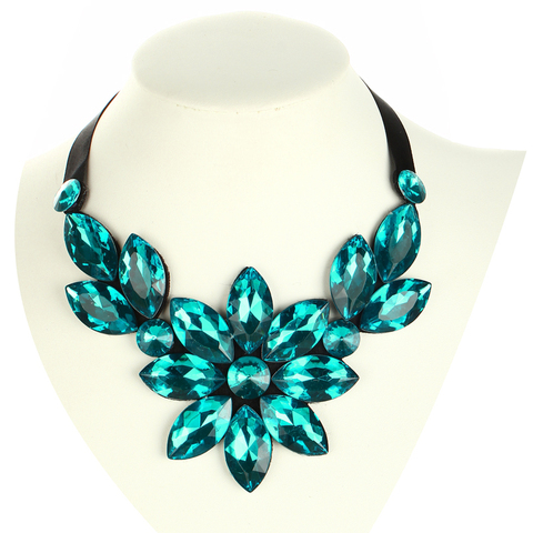 luxury statement necklace collares lake blue rhinestone gem stone women necklace colar ► Photo 1/5