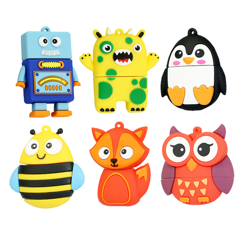 64GB Cute Robot Cartoon Penguin Owl Fox Style Usb Flash Drive Usb 2.0 8GB 16GB 32GB Creative Full Capacity Pendrive Kids Gift ► Photo 1/6