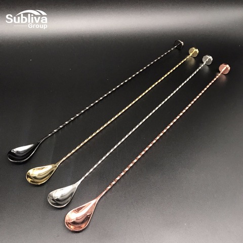New300/400mm Stainless Steel Threaded Bar Spoon Swizzle Stick Coffee Cocktail Mojito Wine Spoons Barware Bartender Tools ► Photo 1/6