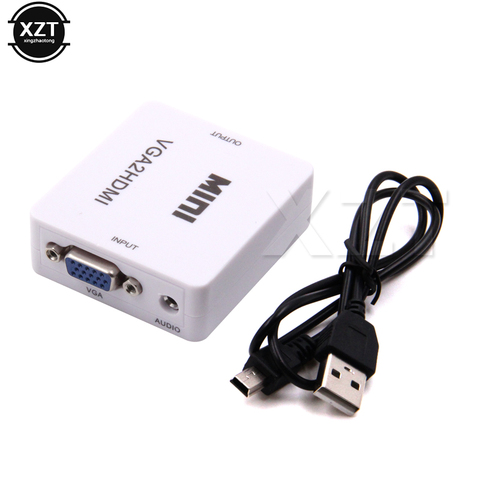 Mini 1080P VGA to HDMI Converter With Audio VGA2HDMI Video Box Adapter for Notebook PC HDTV Projector With USB Cable Connector ► Photo 1/5