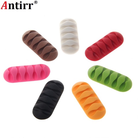 Multipurpose Desktop phone Cable Winder Earphone clip Charger Organizer Management Wire Cord fixer Silicone Holder 5 slot Strip ► Photo 1/6