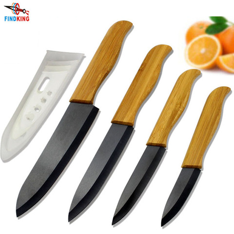 FINDKING Brand High sharp quality Bamboo handle with black blade Ceramic Knife Set tools 3
