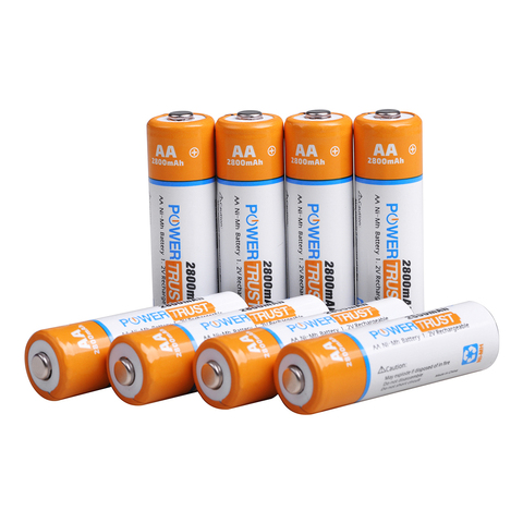 PowerTrust 8 Packs 2800mAh High-Capacity AA NiMH Rechargeable Batteries for Calculator, MP3 Player, electric toys ect ► Photo 1/6