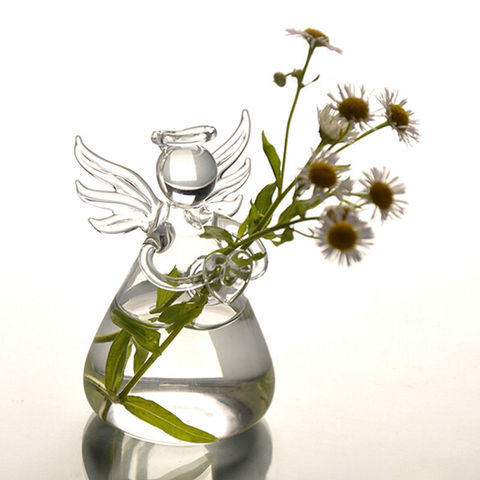 Hot Cute Clear Transparent Glass Angel Shape Flower Plant Stand Hanging Vase Hydroponic Home Office Wedding Decor New Hot ► Photo 1/6