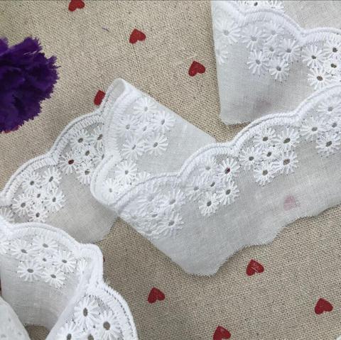5 Meters 4.5cm Width Pure White Cotton Cloth Lace Fabric Embroidered Lace Accessories ► Photo 1/6