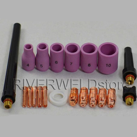 TIG KIT Collet Body Alumina Nozzle Back Cap Fit TIG Welding Torch SR WP9 20 25 Consumable Accessories , 20pcs ► Photo 1/6