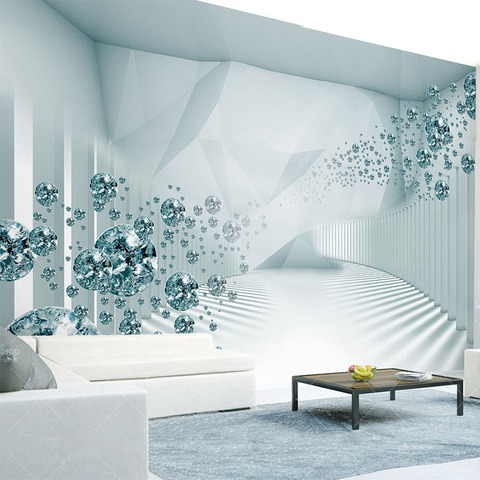 Custom Any Size Mural Wallpaper Modern 3D Stereoscopic Space Fashion Crystal Ball Photo Wall Painting Living Room Sofa 3D Fresco ► Photo 1/6