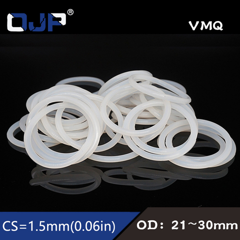 5PCS/lot Silicon Ring Silicone/VMQ O ring 1.5mm Thickness OD21/22/23/24/25/26/27/28/29/30mm Rubber O-Ring Seal Gasket Washer ► Photo 1/6