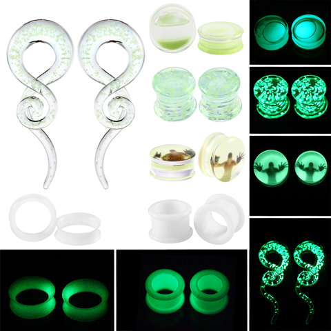 2pcs Multiple Styles Glow in the Dark Ear Tunnel Plugs Piercing Ear Taper Stretcher Kit Earring Gagues Expander Piercing Jewelry ► Photo 1/6
