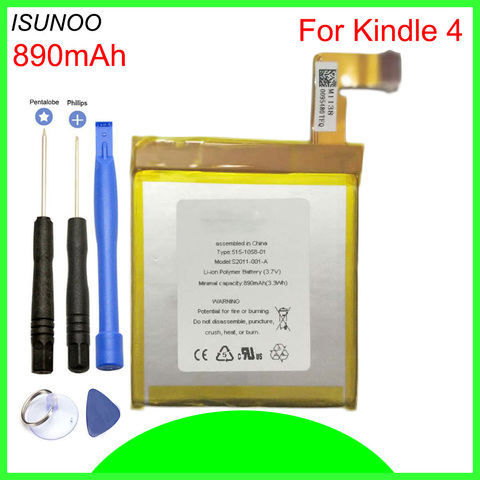 ISUNOO 890mAh Battery For Kindle 4 5 6 D01100 515-1058-01 MC-265360 S2011-001-SWith Tools ► Photo 1/2