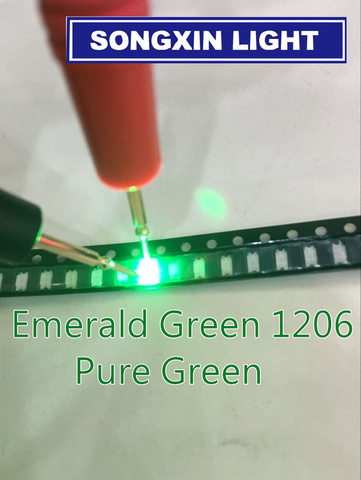 100pcs/lot Super Bright 1206 Green Lighting SMD Led Diode 3216 Diodes Pure Green 520-530nm 100-120MCD XIASONGXIN LIGHT Emerald ► Photo 1/2