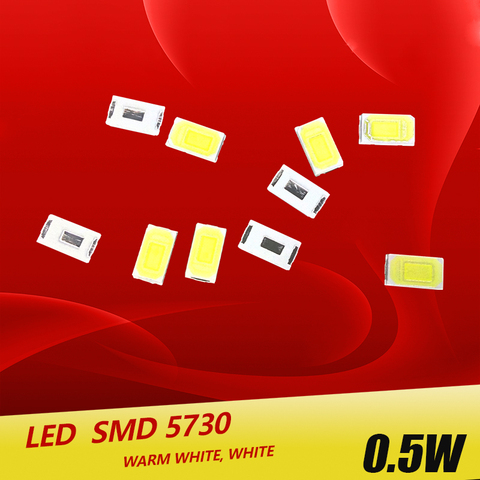 100pcs / lot 5730SMD 0.5W led chips beads bulb diode lamp Warm white / white  for LED BULB ► Photo 1/2