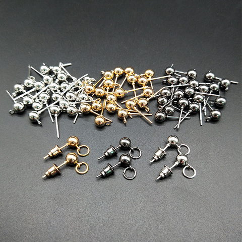 DIY Earring Jewelry Accessories 30PCs Metal Ear Pins Ball Needles and 100pcs Earring Backs 100Pcs Open Circle Jump Rings ► Photo 1/6
