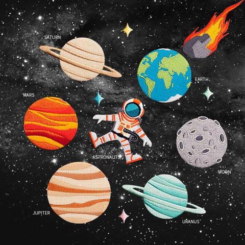 ZOTOONE  12 Style  Iron-On Universe Astronaut Planet Patch Stickers Patches For Clothing Embroidery Patch Planet D1 ► Photo 1/6