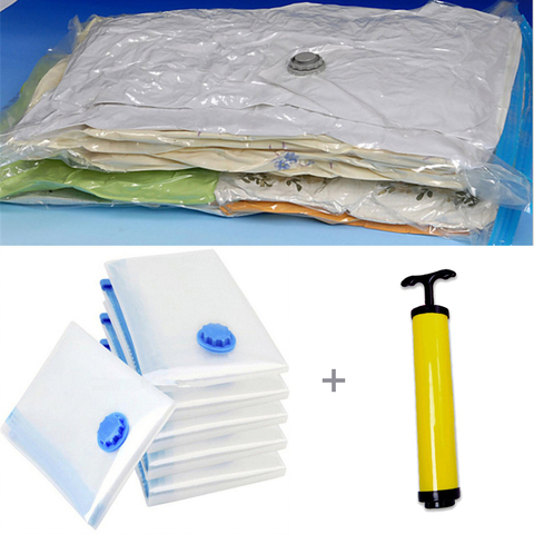 7pcs/set Vacuum Bag With Hand Pump Storage Home Organizer Transparent Border Clothes Organizer Seal Compressed travel Space Save ► Photo 1/6