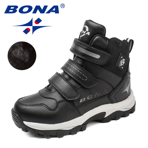 BONA New Classics Style Children Boots Round Toe Boys Winter Shoes Hook & Loop Girls Snow Boots Comfortable Fast Free Shipping ► Photo 1/6