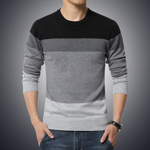Casual Men's Sweater O-Neck Striped Slim Fit Knittwear 2022 Autumn Mens Sweaters Pullovers Pullover Men Pull Homme M-3XL ► Photo 1/6