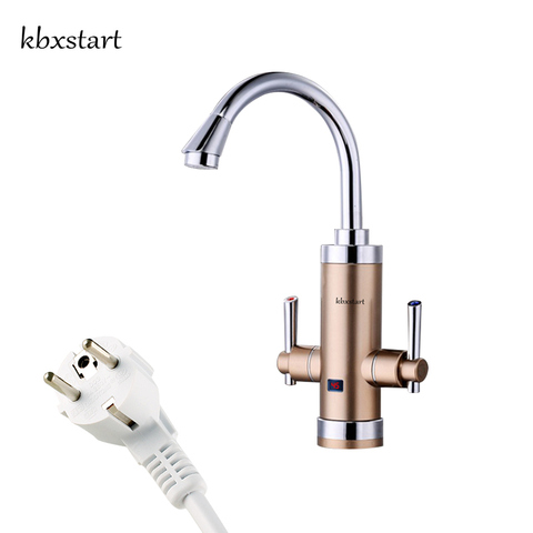 Kbxstart Kitchen Water Heater Faucet Two handle 3400W Electric Instant Hot Water Heat Tap Cocina Torneira Aquecedor Not A Boiler ► Photo 1/6