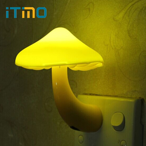 ITimo Warm Mushroom LED Night Light Room Decor EU US Plug Light-control Sensor Wall Socket Lamp Light Home Bedroom Decoration ► Photo 1/6