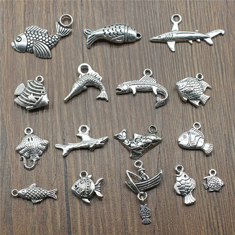 20pcs/lot Fish Charms Antique Silver Color Tropical Fish Charms Pendants For Bracelets Fish Charms Making Jewelry ► Photo 1/2