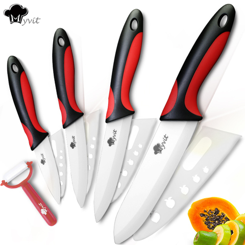 Ceramic Knife Kitchen Knives 3 4 5 6 inch with Peeler Chef Paring Fruit Vegetable Utility Slicer Knife White Blade Cooking Set ► Photo 1/6