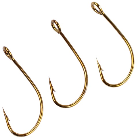 20pcs High carbon steel sea hook fly barbed belt loop single hook fishing hooks with soft lures worm connector baits ► Photo 1/4