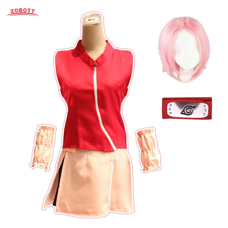 SBluuCosplay Anime Ninja Haruno Sakura Cosplay Costume 1st