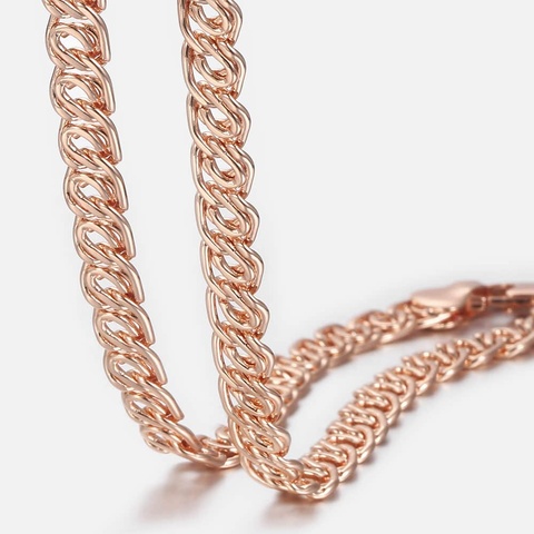 Trendsmax Necklace For Women Men 585 Rose Gold Snail Curb Link Chains Womens Necklace Gift Jewelry 7mm 45cm-60cm GN326 ► Photo 1/5