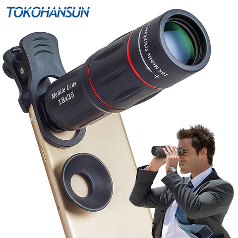 TOKOHANSUN Universal 18 Monocular Zoom HD Optical Cell Phone Lens Observing Survey 18X telephoto lens with tripod for Smartphone ► Photo 1/6