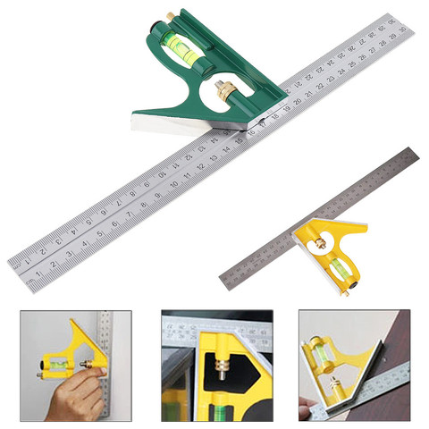 12 Inch 300mm Adjustable Combination Square Angle Ruler 45 / 90 Degree With Bubble Level Multifunctional Gauge Measuring Tools ► Photo 1/6