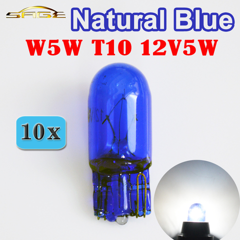 Hippcron T10 W5W 501 194 Natural Blue Glass Signal Lamp 12V 5W W2.1x9.5d Single Filament Super White Car Bulb (10 PCS) ► Photo 1/5