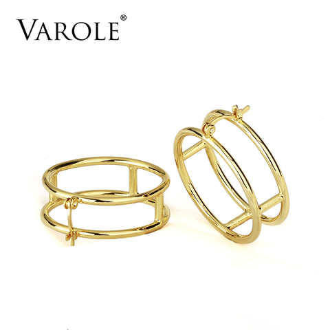 VAROLE Fashion Gold Plated Earrings Round Trendy Ear Drop Earrings For Women Jewelry Brincos longos Feminino ► Photo 1/6