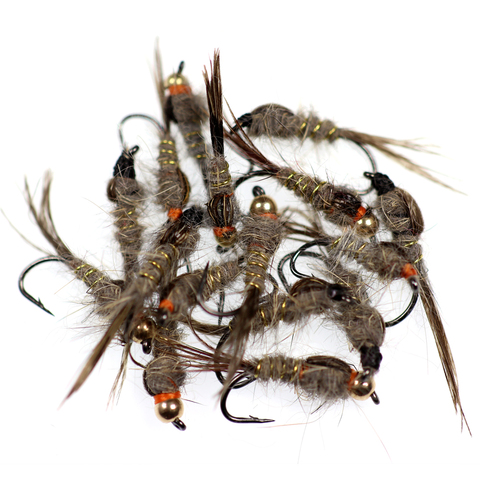 Bimoo 40PCS Classic #12 #14 Golden Rib Hare's Ear Fly Trout Fishing Wet / Nymph Fly Caddis Larvae Mayfly Nymphs Snow Bugs Scuds ► Photo 1/3