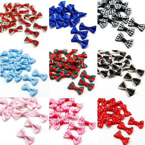 10-50pcs Mixed Baby Satin Ribbon Stripe Bowknot Hair Clips Applique DIY Sewing Crafts Wedding Bow Tie Scrapbooking Decoration ► Photo 1/6
