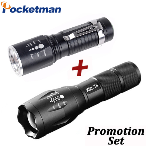 XML-T6 Tactical Flashlight 8000 Lumens 5 Modes Portable Lamp waterproof Torch zaklamp Light with 18650/AAA Battery Charger ► Photo 1/6