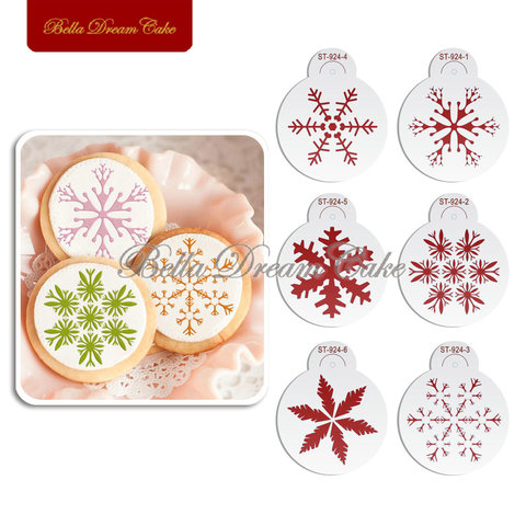 6pcs/lots Christmas Different SnowFlake Design Cookies Stencil Candy Template Coffee Decor Stencil Cake Decorating Tools ST-924 ► Photo 1/5