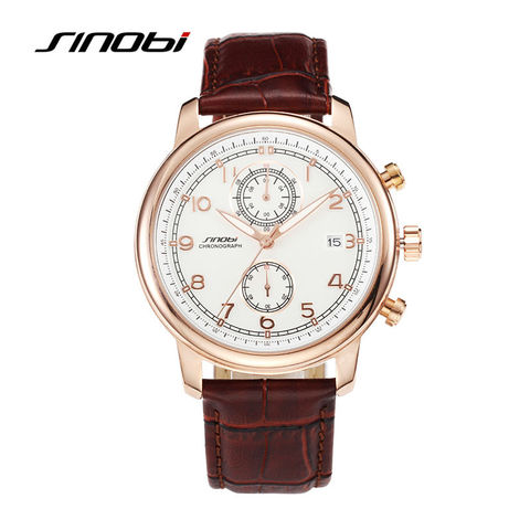 SINOBI Top Brand Luxury Men Watch Business Leisure Multifunction Quality Leather Band Mens Wristwatch Low Price Clearance Sale ► Photo 1/6