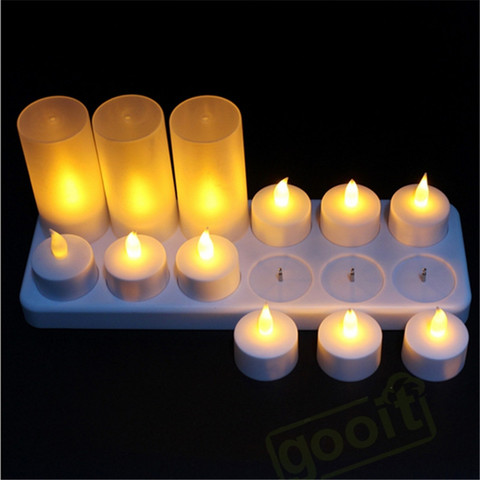 Yellow Flicker Led Candles Rechargeable Tea lights Candle Lamp/ Battery Operated Decorative Candles For Wedding ► Photo 1/4
