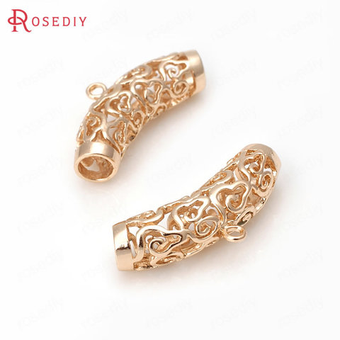 6PCS 28x8MM 24K Champagne Gold Color Plated Brass Cloud Curved Tube Charms Pendants Bracelet Connector High Quality Findings ► Photo 1/4