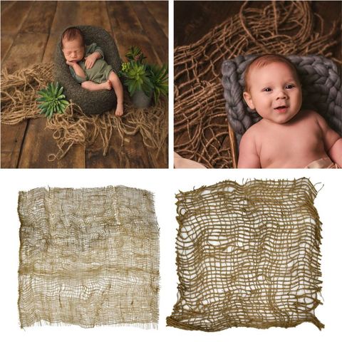 Newborn Handcraft Jute Backdrop Blanket Baby Photography Prop Chunky Burlap Layer Net Studio Props ► Photo 1/6