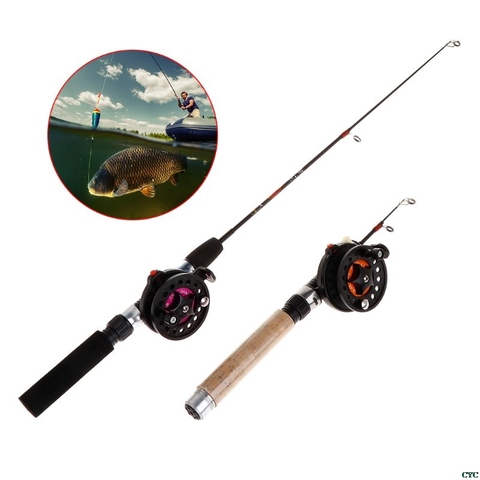 Fishing Rod With Fishing Reel Ultra Short Portable Mini Winter