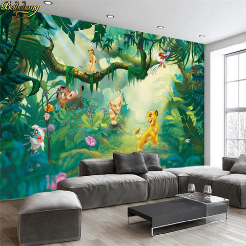 beibehang Custom Photo Wallpaper 3D Cartoon Animal Wood Background Wall Decorative Painting Children Background Wall ► Photo 1/3