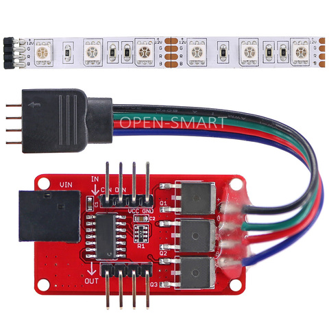 OPEN-SMART Full-color RGB LED Strip Driver Module with DC Jack + 10cm RGB LED Strip for Arduino Easy to Connect 12V Power Supply ► Photo 1/3