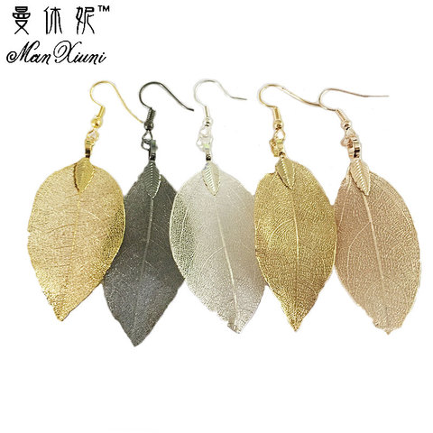 2022 Fashion Bohemian Long Earrings Unique Natural Real Leaf Big Earrings For Women  Jewelry Gift oorbellen pendientes mujer mod ► Photo 1/6