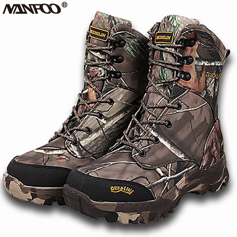 Tree Camo Hunting Fishing Boots Autumn Winter Plush Thermal Tactical Boots Waterproof Climbing Hiking Anti Slip Shoes 38-47 Size ► Photo 1/6