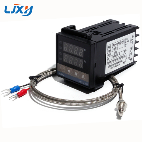 LJXH Relay Output REX-C100 PID Thermostat Temperature Controller 100-240VAC with 1m M6 Thread Type K Thermocouple ► Photo 1/6