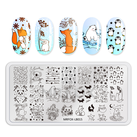 1pc Nail Art Stamping Plates New Arrived Flowers Cute Penguin Fox Summer Ocean Image Stamping Nail Art Template Manicure Plate ► Photo 1/6