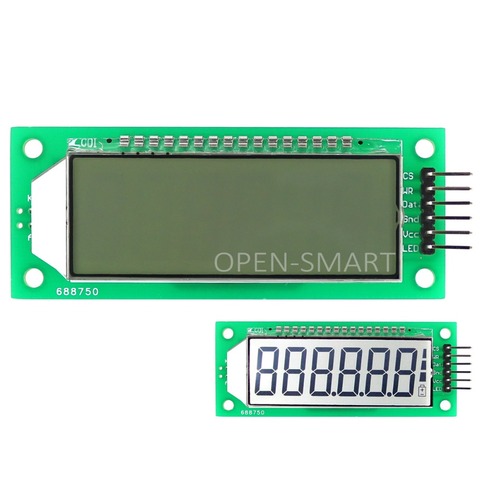 LCD Module 2.4 inch 6-Digit 7 Segment LCD Display Module HT1621 LCD Driver IC with Decimal Point White Backlight for Arduino ► Photo 1/4